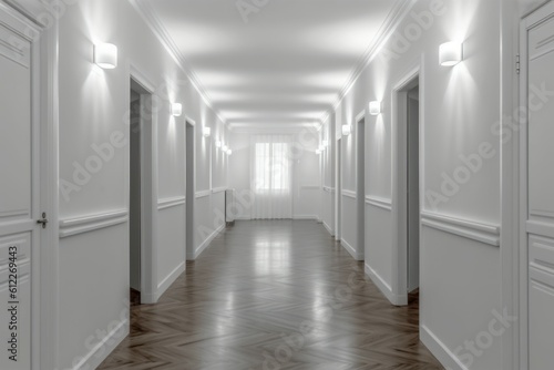 Minimalist style corridor. Generate Ai