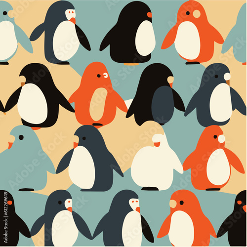 Fotografija cute simple penguin pattern, cartoon, minimal, decorate blankets, carpets, for k