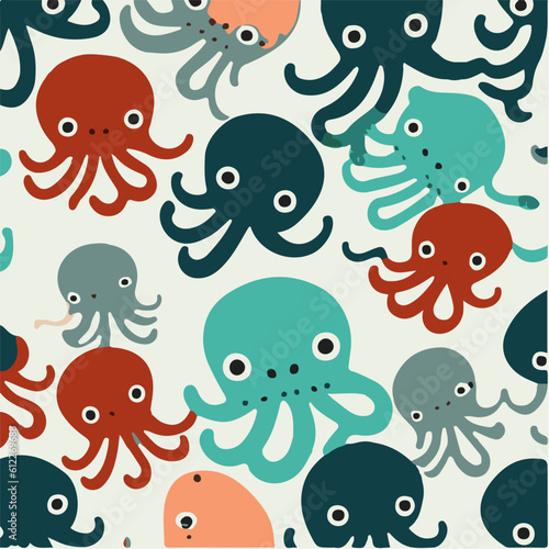 cute simple octopus pattern, cartoon, minimal, decorate blankets, carpets, for kids, theme print design 