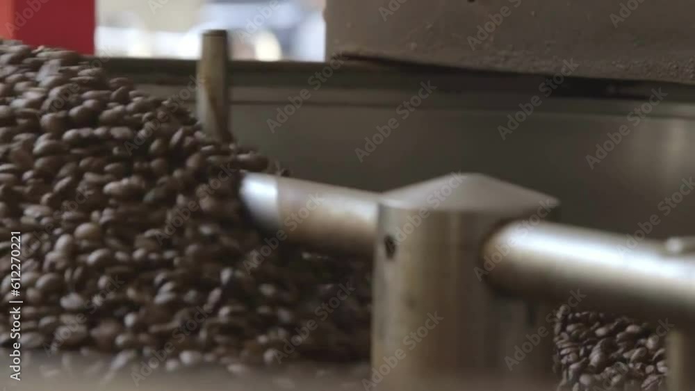Industrial Coffee Roaster Beans roasting in vintage Probat machine ...