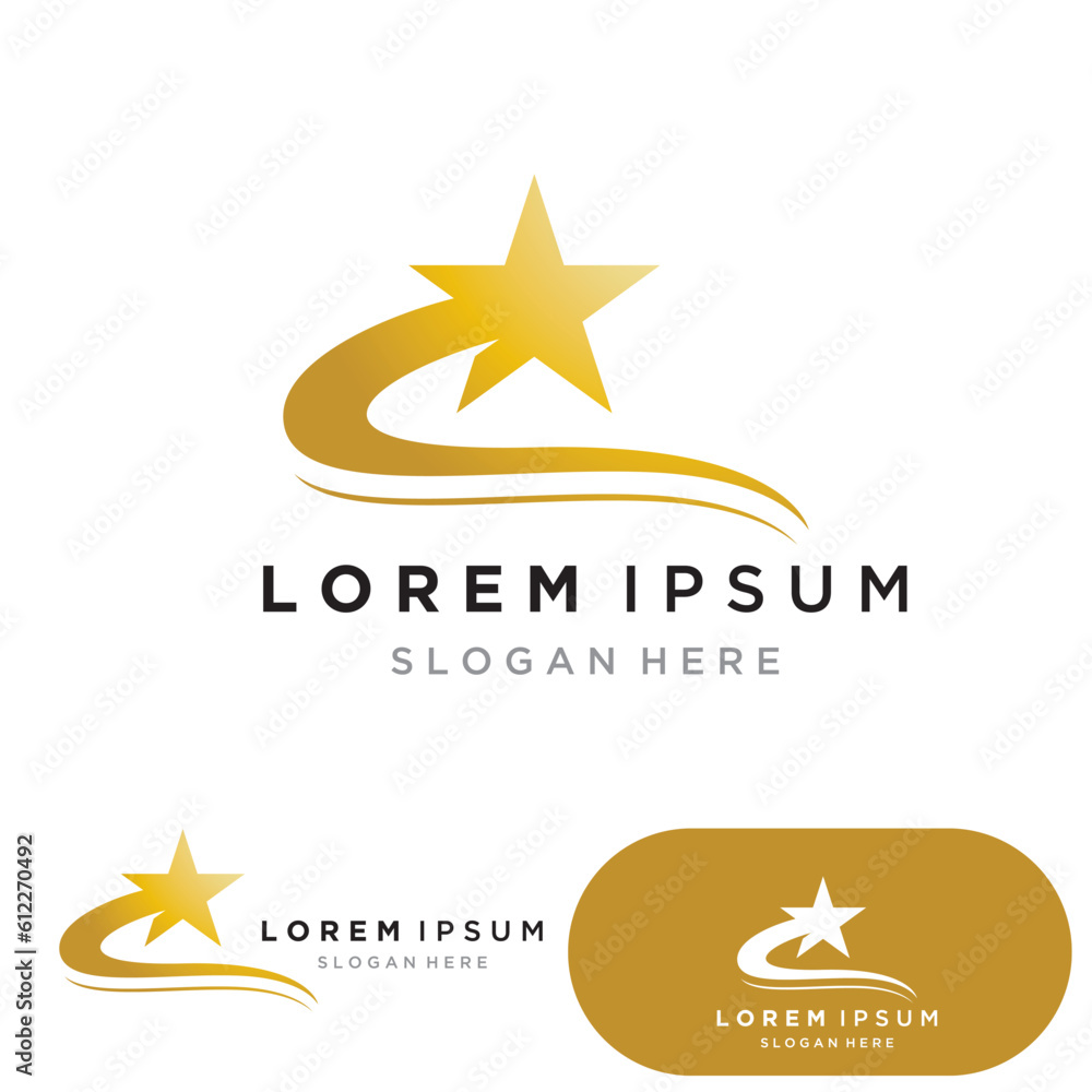Gold Star Logo Vector with Black Background Stock Vector | Adobe Stock