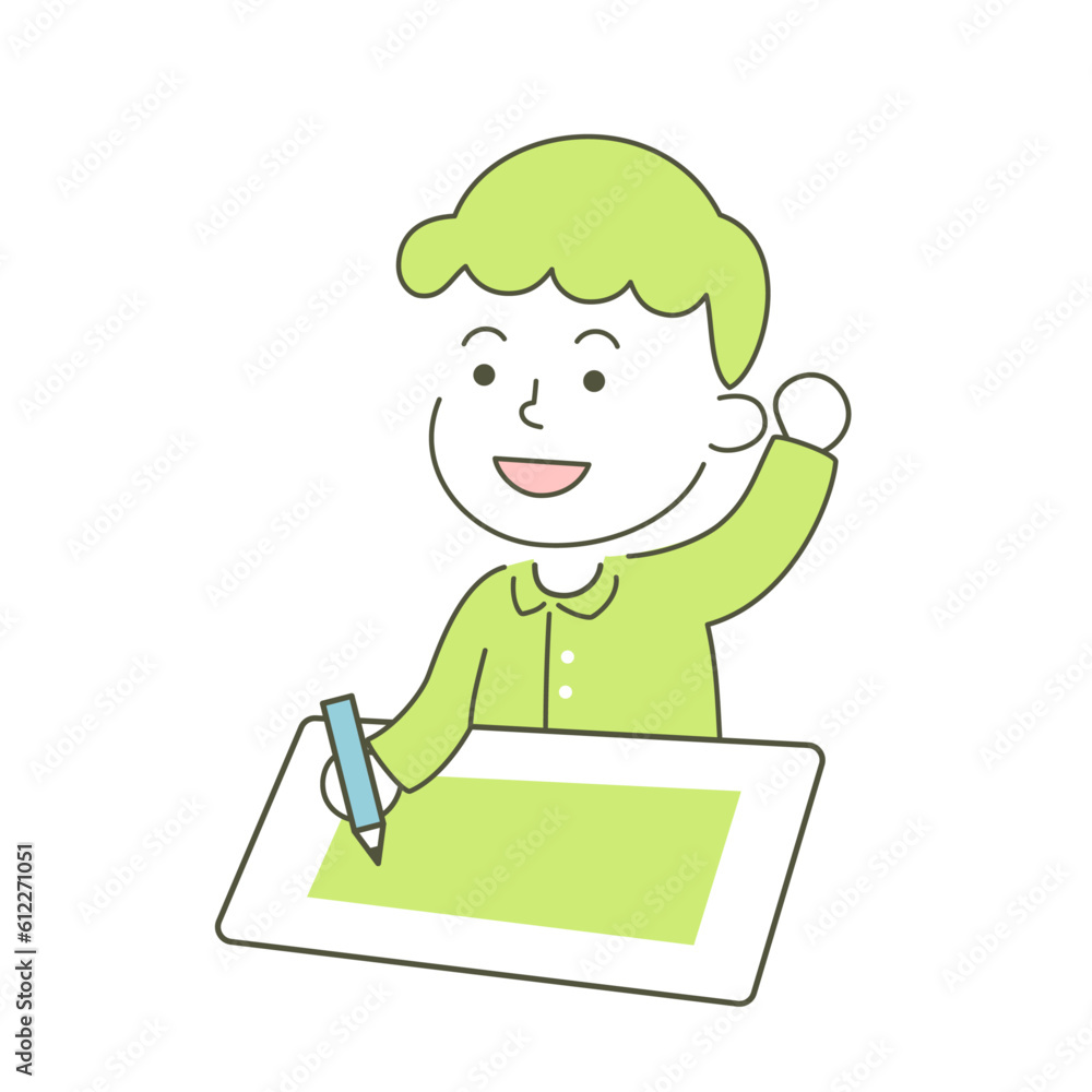 boy, raise my hand, put my hand up, flash, come to mind, idea, study, school, class, simple, simple substance, human, child, kid, illustration, vector