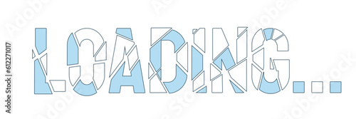Ice broken loading text. Crystal shattering. Ice cracks. Shattered pieces. Web loader ui flat design. Progress bar. Graphical user interface. Cartoon vector illustration on white background