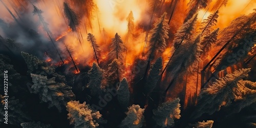 AI Generated. AI Generative. Canada american forest tree global fire burn danger. Firefighter team work strong work. Graphic Art