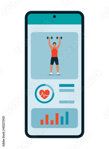 Sport and fitness app tracker on smartphone