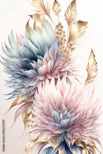 Abstract floral design in pastel colors for prints  postcards or wallpaper. AI 