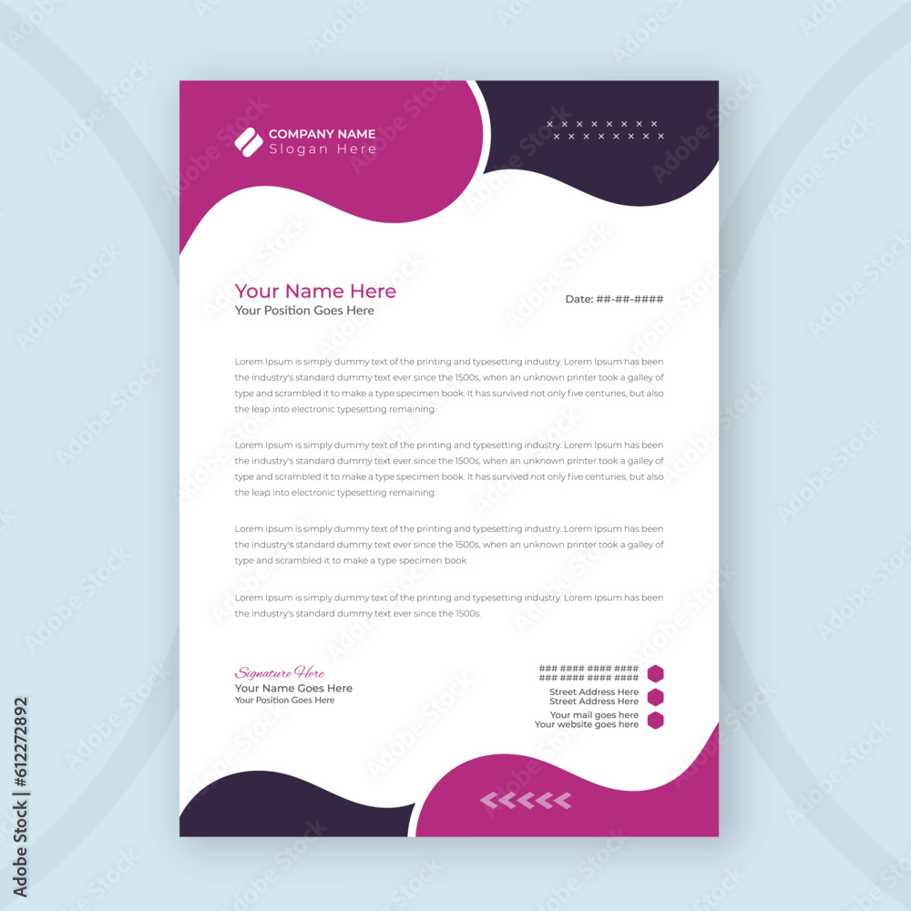 Corporate business letterhead design template for your business Stock