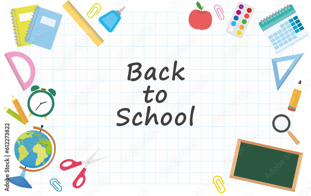 school supplies on a sheet of paper place for text school study illustration school supplies on a sheet of paper place for text school study illustration