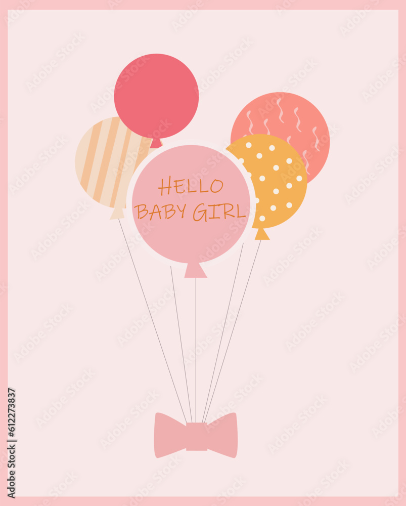 Hello baby girl vector card Hello baby girl vector card