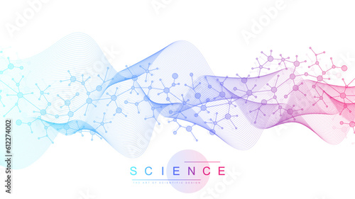 Print op canvas Molecular abstract structure background
