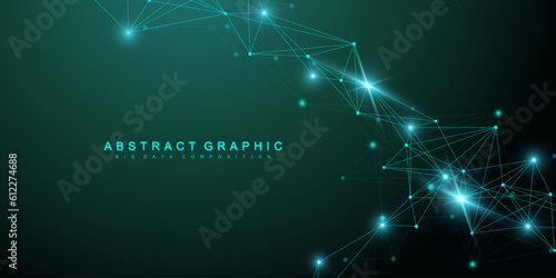 Global network background. Social network communication in the global business concept. Big data visualization. Internet technology. Vector illustration.