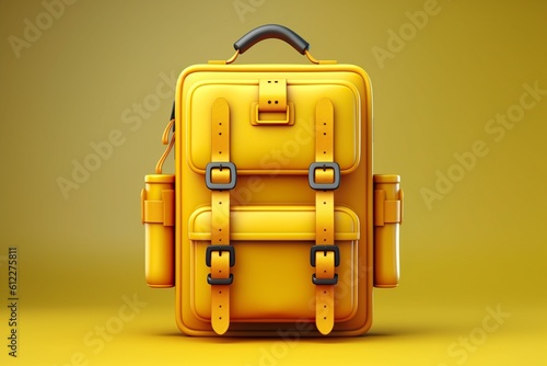 illustration, yellow backpack for school and education, ai generative.