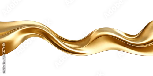 Panel kuchenny z motywem Abstract golden metallic wave band isolated on transparent background - Generative AI