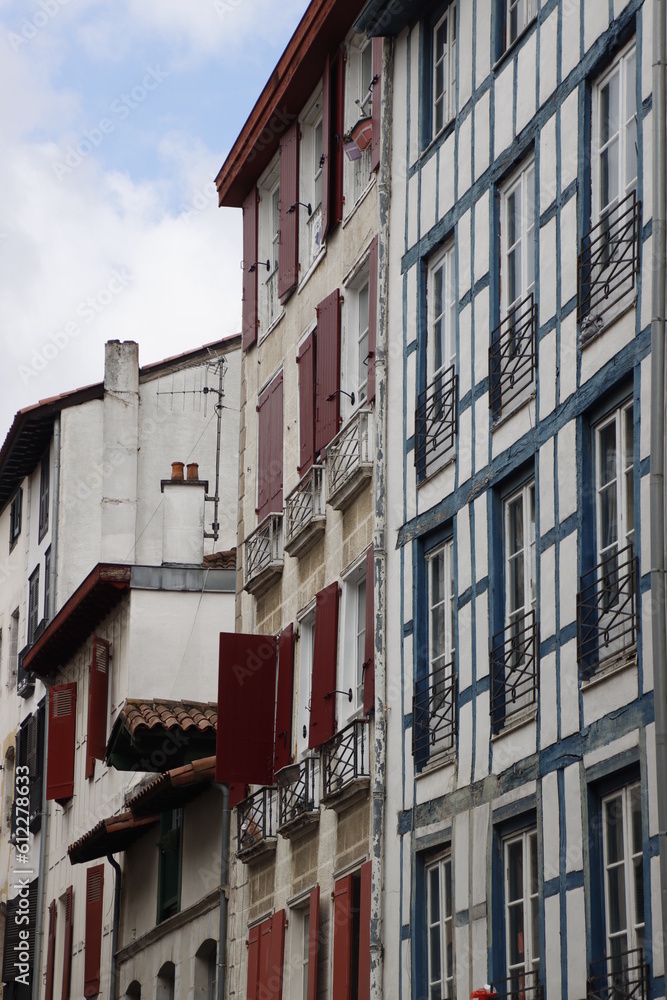 Old houses in the downtown of Bayonne, France