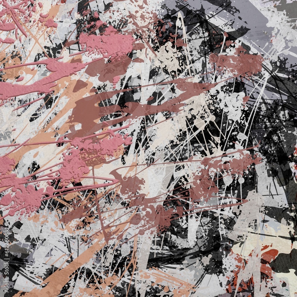 Abstract Grunge Background Graphic Watercolor Stylization on Textured Canvas of Chaetic Strokes of Paint Spots