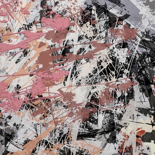 Obraz na płótnie Abstract Grunge Background Graphic Watercolor Stylization on Textured Canvas of Chaetic Strokes of Paint Spots w salonie
