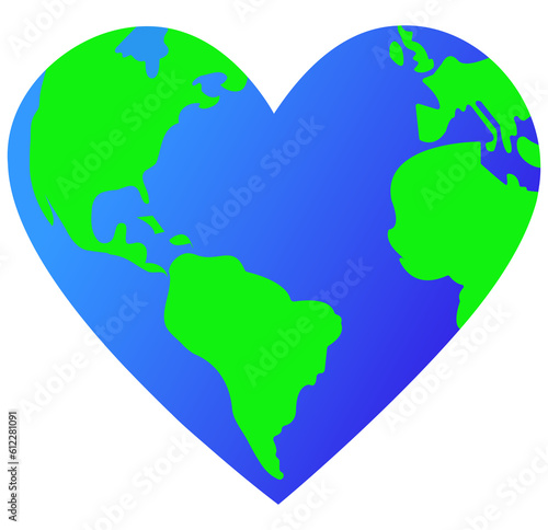 Planet in the shape of a heart. Design for postcard, print, banner, text. Transparent background.