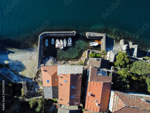 Aerial view of the harbor of Corenno Plinio photo