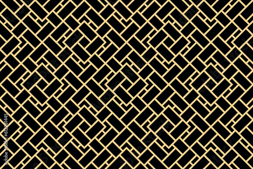 Abstract geometric pattern. A seamless vector background. Gold and black ornament. Graphic modern pattern. Simple lattice graphic design