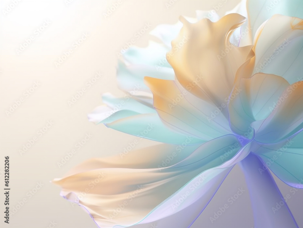 Light color flower with silk fabric texture on bright background. Created with Generative AI technology.