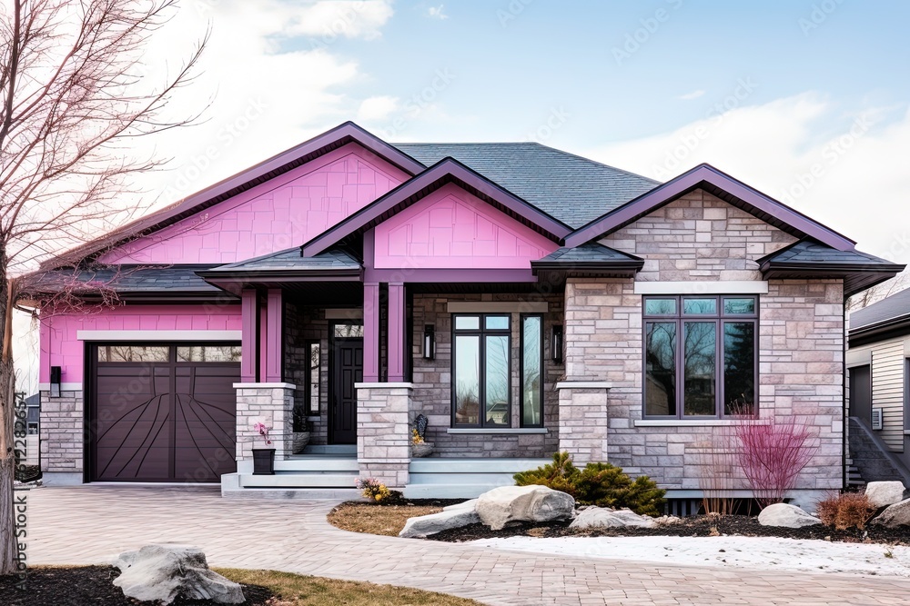 Double Garage and Natural Stone Embellishments Highlight Modern Design ...