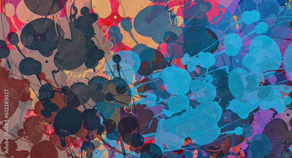 Abstract Grunge Background Graphic Watercolor Stylization on Textured Canvas of Chaetic Strokes of Paint Spots