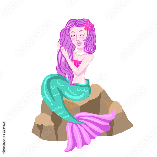Mermaid sitting on rock