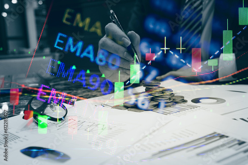 Various type of financial and investment in Bond market. i.e. ETFs, bonds, stocks, crypto currency Sustainable portfolio management, long term wealth management with risk diversification concept.