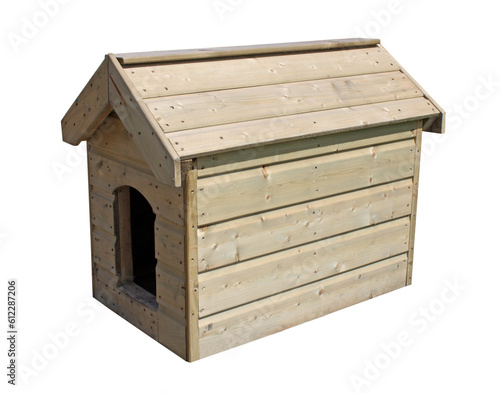 A Large Wooden Outdoor New Dog Kennel.