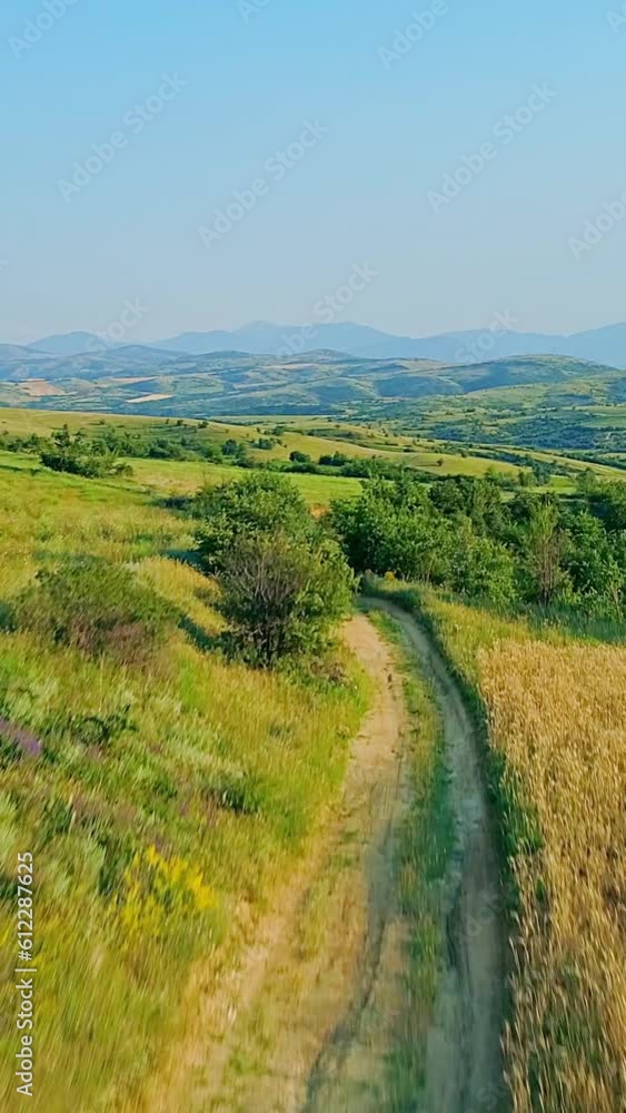 Vertical nature wallpaper, countryside, path across rolling fields Vertical nature wallpaper, countryside, path across rolling fields