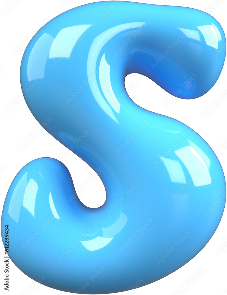 Blue 3D Bubble Gum Inflated Letters Number Symbol S Blue 3D Bubble Gum Inflated Letters Number Symbol S