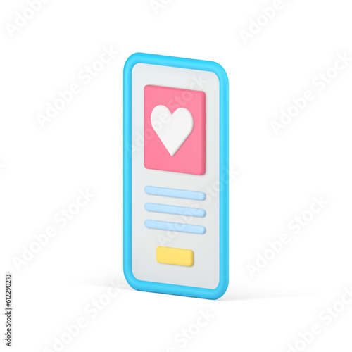 Mobile dating app remotely meetup romantic communication service isometric 3d icon realistic vector