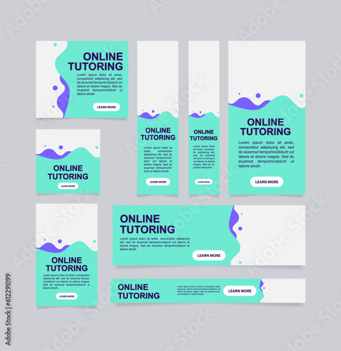 Online tutor for college student web banner design template. Vector flyer with text space. Advertising placard with customized copyspace. Promotional printable poster for advertising. Graphic layout