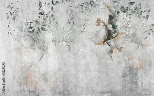 Obraz Spectacular watercolor white flower. 
Digital art 3D illustration.