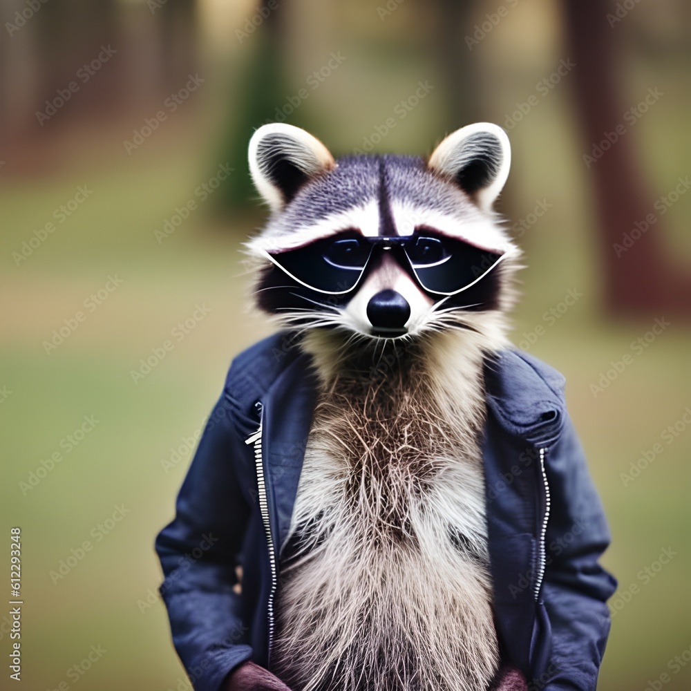 A cute raccoon in a jacket.. Generative AI.