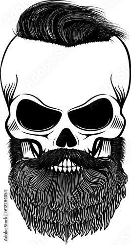 bearded skull. Sugar skull with beard. Day of death. Vector illustration