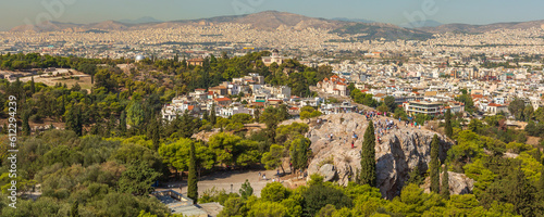 Athens skyline with Hill of the Nymphs, and the church of Agia Marina National Observatory