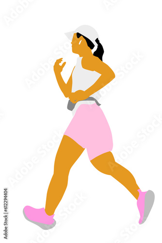 woman warming up run runner, simple vector hand draw outline sketch, isolated on white

