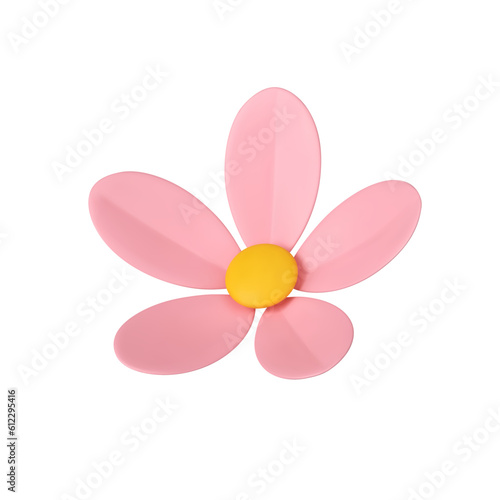 Chamomile pink romantic flower botanical blossom floristic decor element 3d icon realistic vector