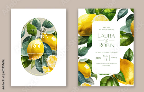 Wedding Invitation Card with Lemon Brunches.
