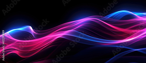 Blue and Purple Futuristic Wave Pattern with Illuminated Curves web banner generative ai