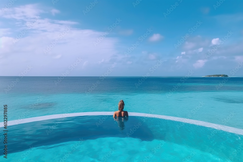 Amazing drone view of the beach and water with beautiful colors. luxury tropical resort or hotel with water villas and beautiful beach scenery. maldives, summer vacation, resort maldivian houses. Amazing drone view of the beach and water with beautiful colors. luxury tropical resort or hotel with water villas and beautiful beach scenery. maldives, summer vacation, resort maldivian houses.