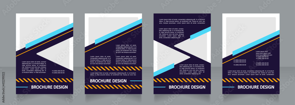 Service information dark blank brochure design. Urban planning. Template set with copy space for text. Premade corporate reports collection. Editable 4 paper pages. Calibri, Arial fonts used