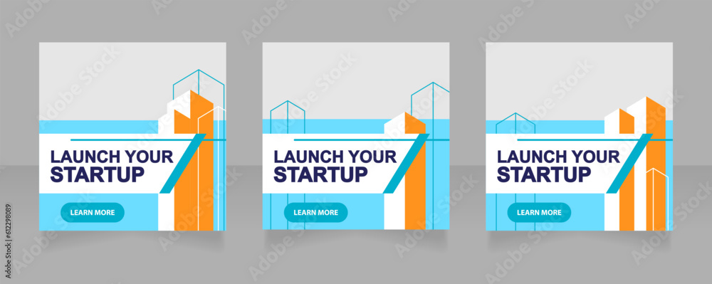 Launching startup web banner design template. Business model. Vector flyer with text space. Advertising placard with customized copyspace. Printable poster for advertising. Arial font used