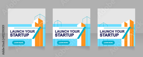 Launching startup web banner design template. Business model. Vector flyer with text space. Advertising placard with customized copyspace. Printable poster for advertising. Arial font used