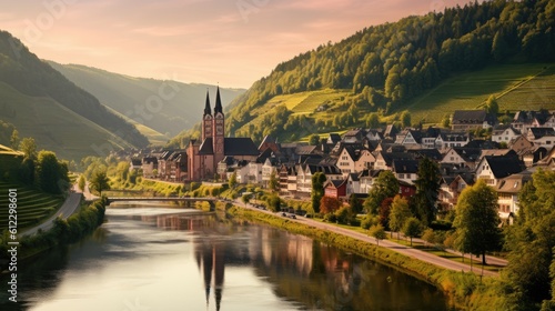 Germany Landscape Illustration Background created with Generative AI Technology