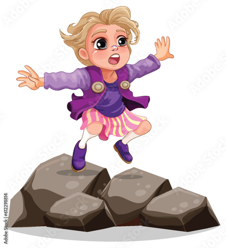 Girl standing on the rock