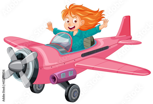 Female pilot flying jet plane