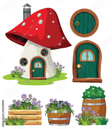 Mushroom fantasy house with house element