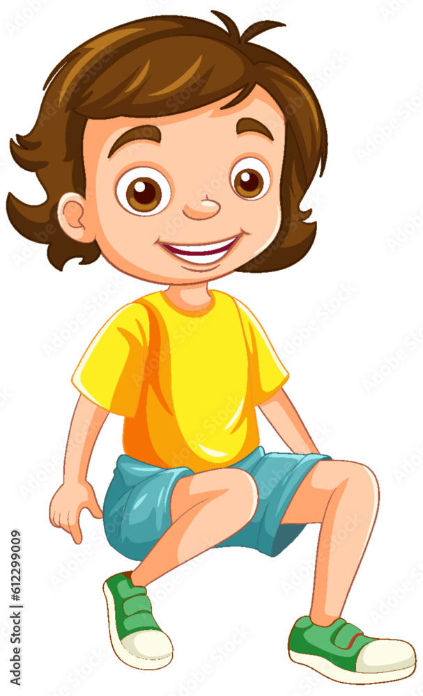 Girl cartoon charater sitting isolated